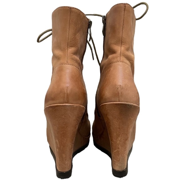 Vince Camuto VC-Suni Leather Lace Up Wedge Heel Platform Ankle Booties, sz 38 - Picture 3 of 3